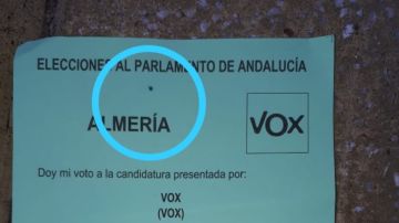 Papeleta de Vox con una mancha