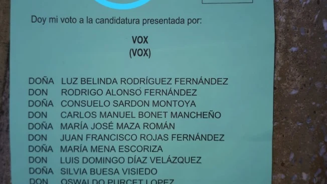 Papeleta de Vox con una mancha