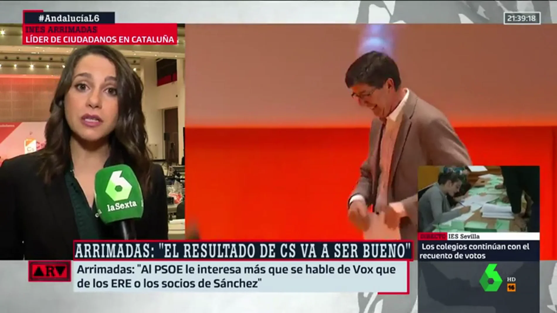 Arrimadas: "Al PSOE le interesa más que se hable de Vox que de los ERE o de los socios de Sánchez"
