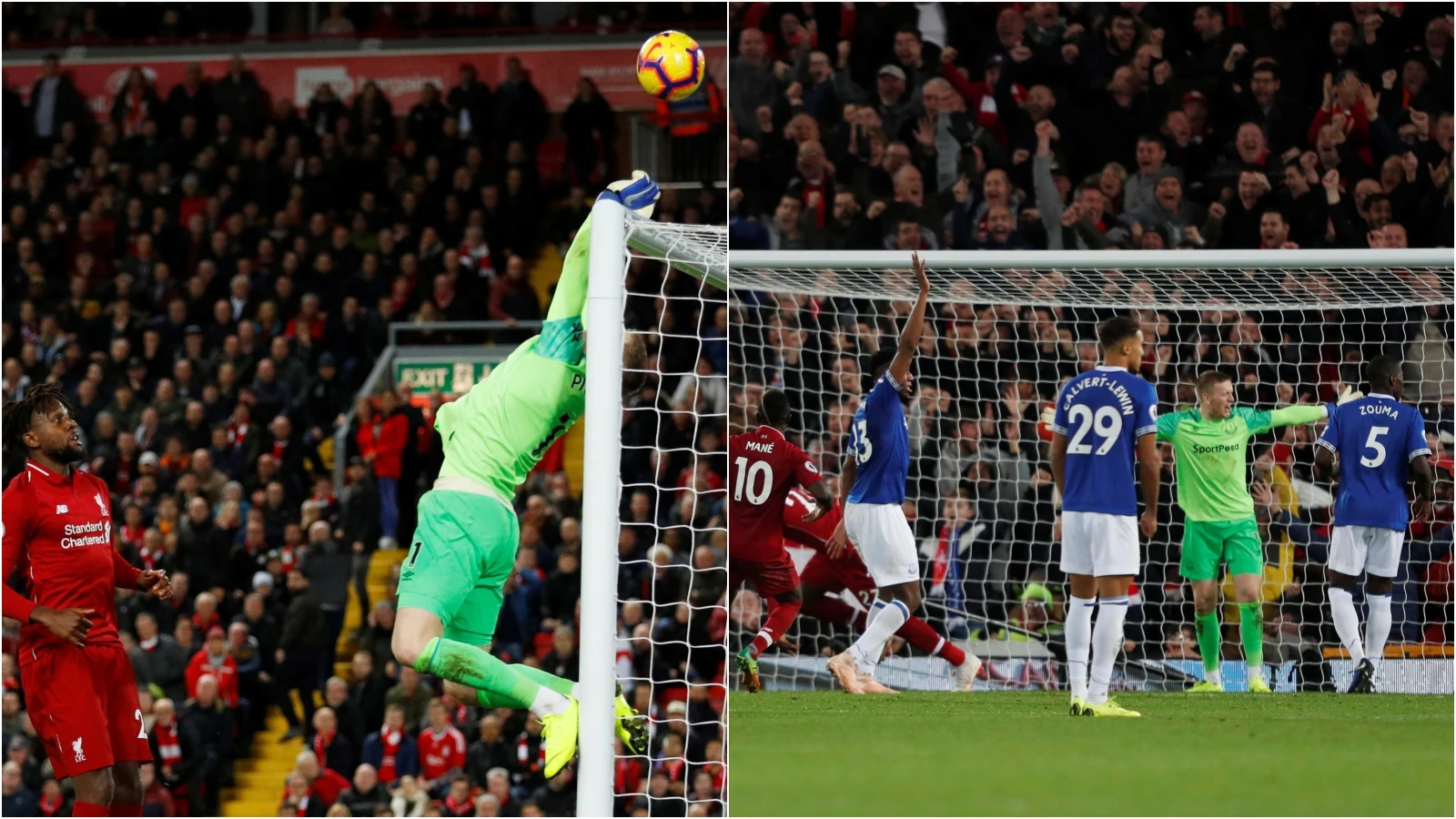 Pickford, en la jugada que supuso el gol de Origi