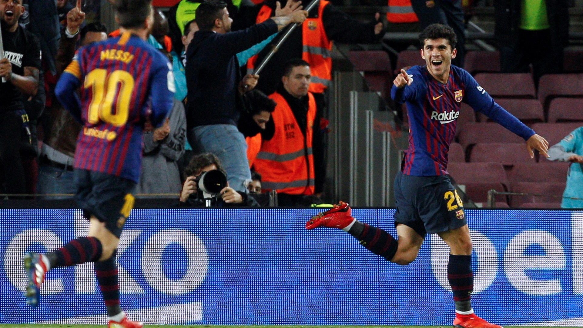 Carles Aleñá celebra su gol ante el Villarreal