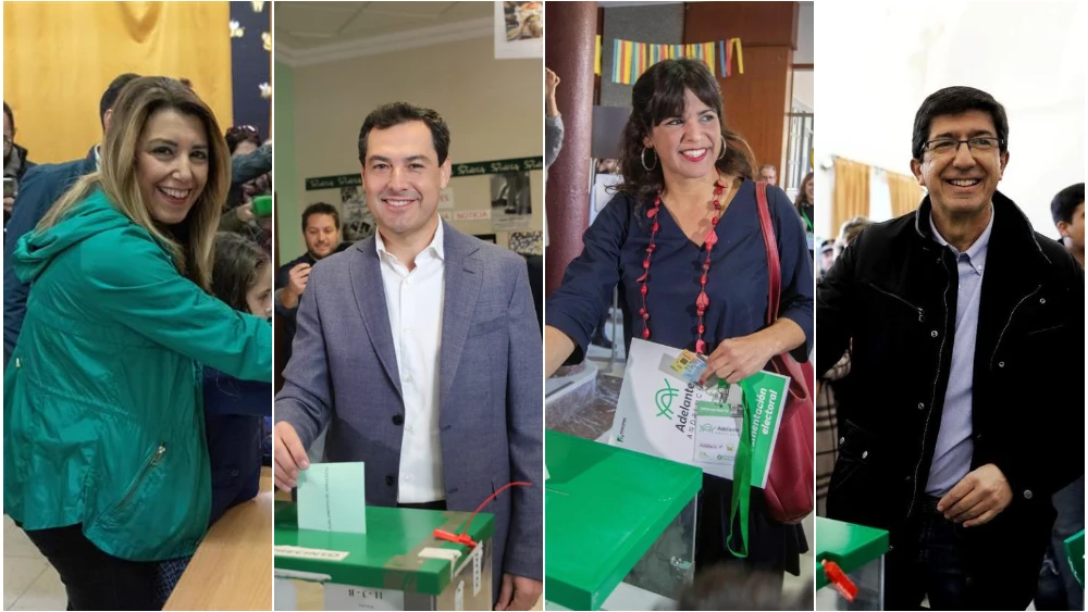 Los cuatro principales candidatos a ganar las elecciones en Andalucía