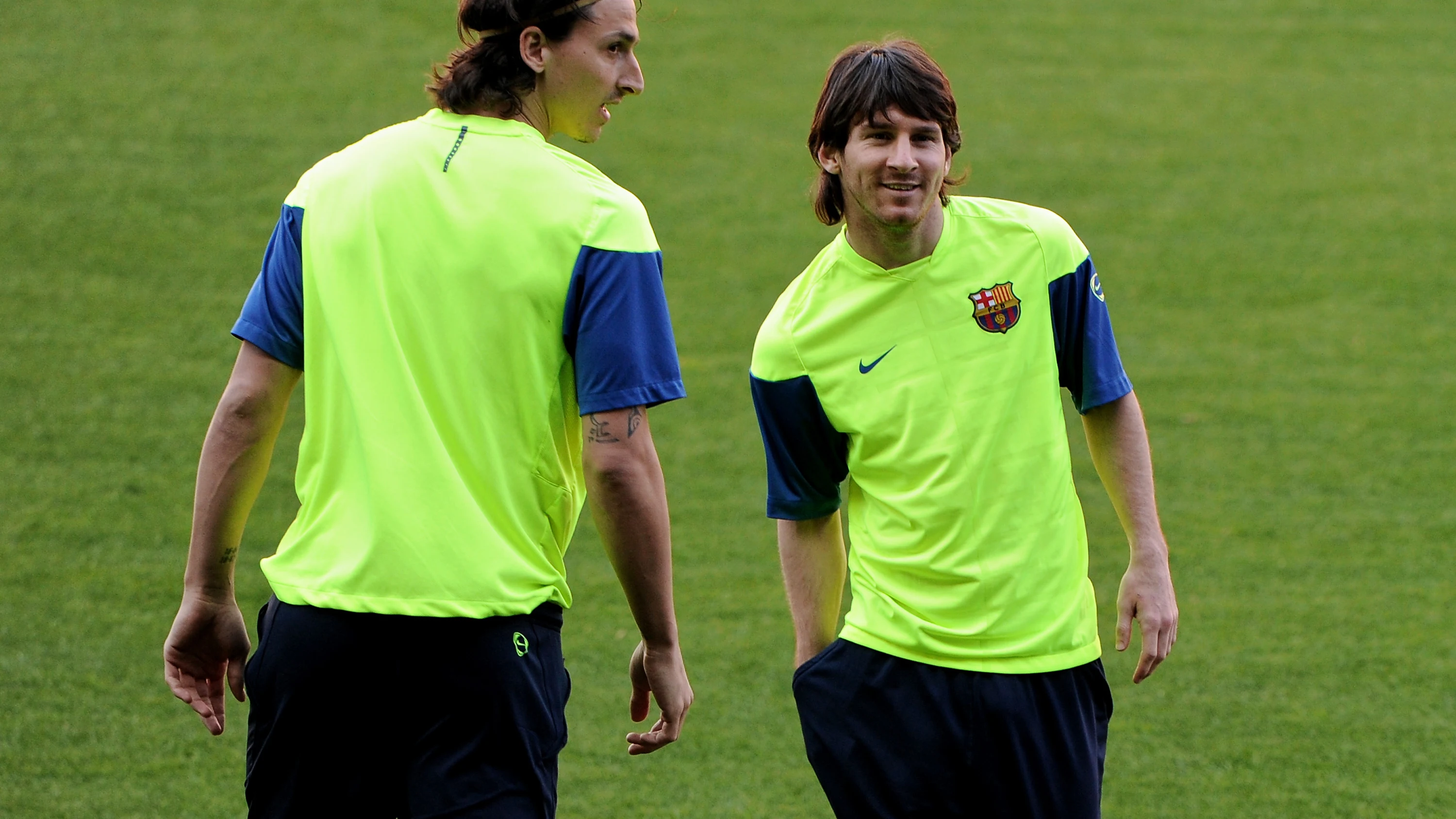 Ibrahimovic junto a Messi en su temporada en el Barcelona