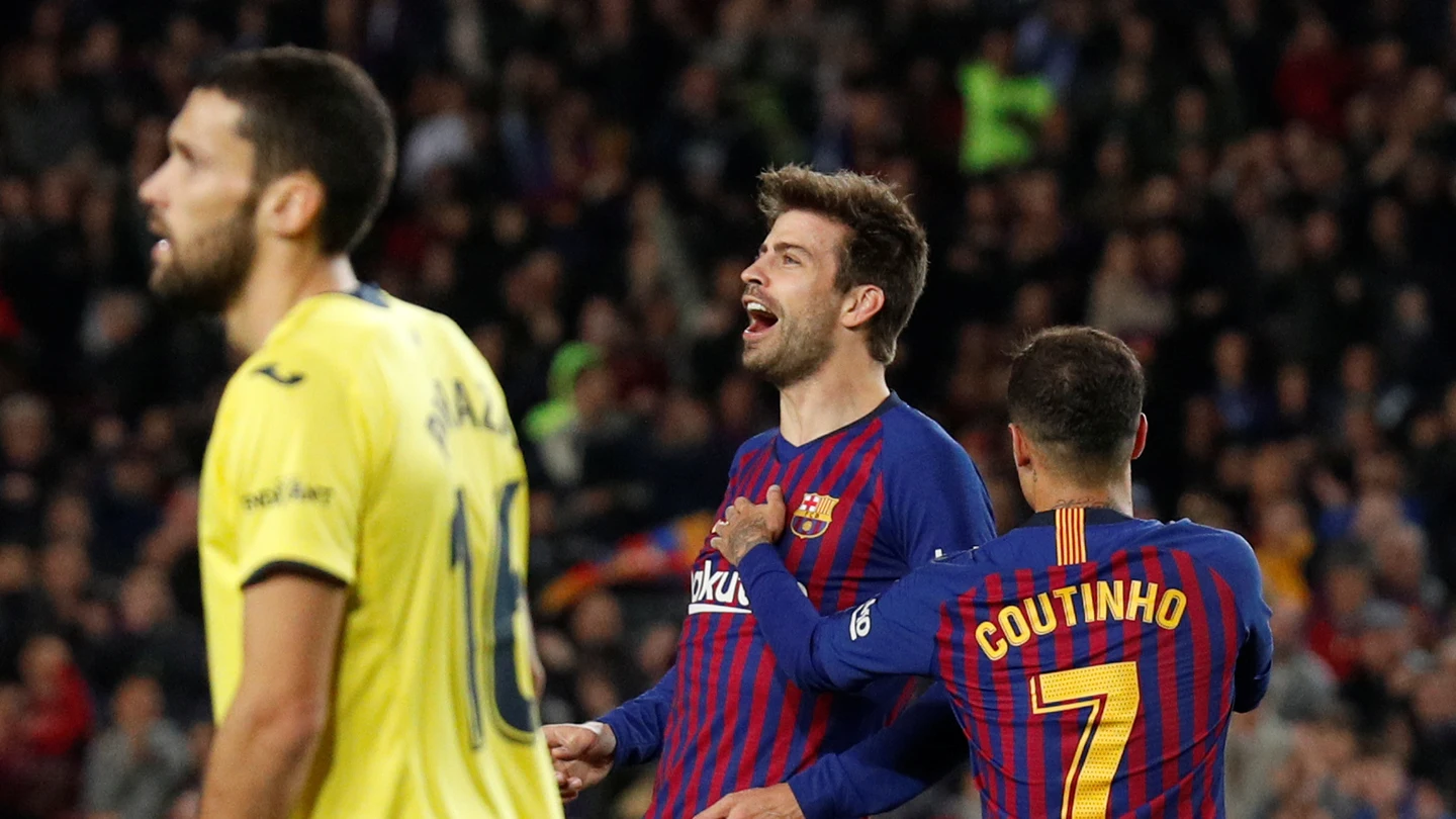 Gerard Piqué celebra el 1-0 ante el Villarreal Gerard Piqué celebra el 1-0 ante el Villarreal