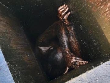 El hombre rescatado entre la grasa del conducto de ventilación El hombre rescatado entre la grasa del conducto de ventilación