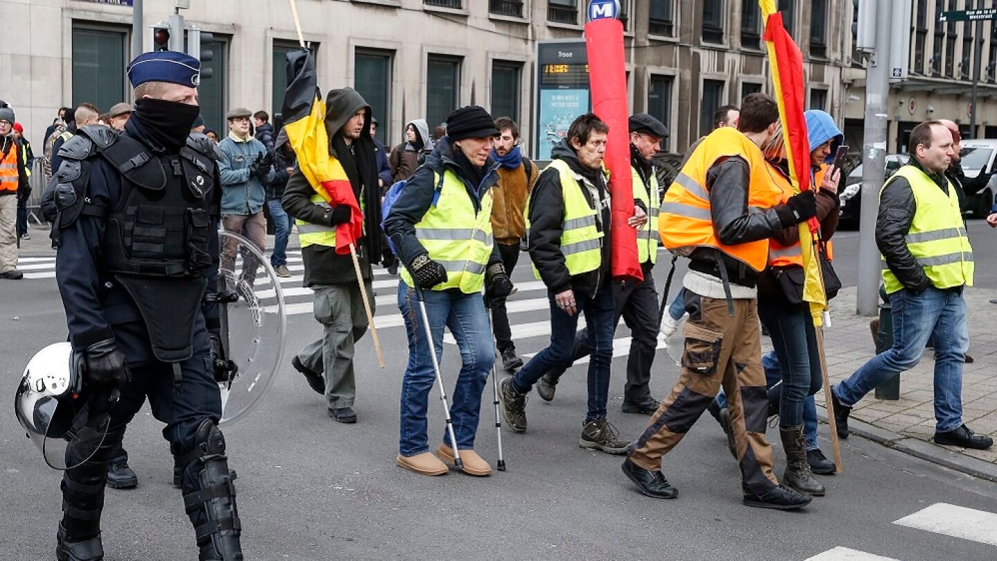 Imagen de las protestas de los 'chalecos amarillos' en Bruselas