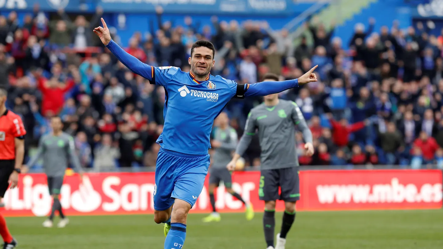 Jorge Molina celebra su gol ante la Real Sociedad Jorge Molina celebra su gol ante la Real Sociedad