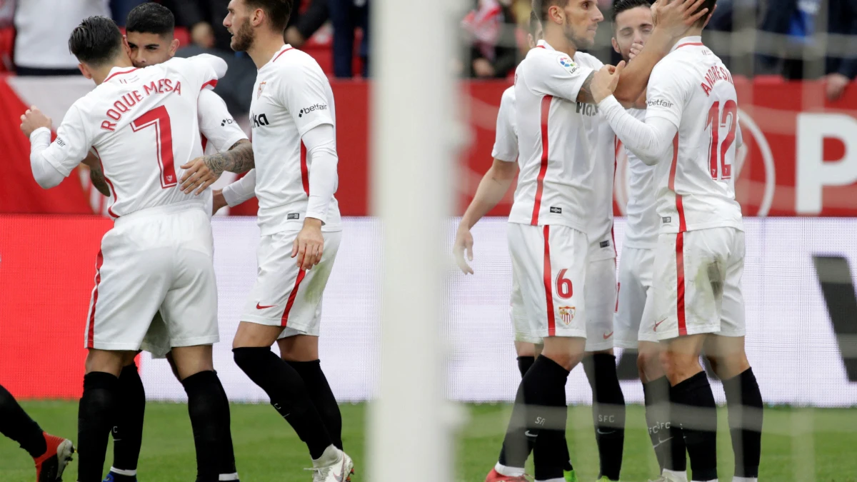 El Sevilla celebra un gol