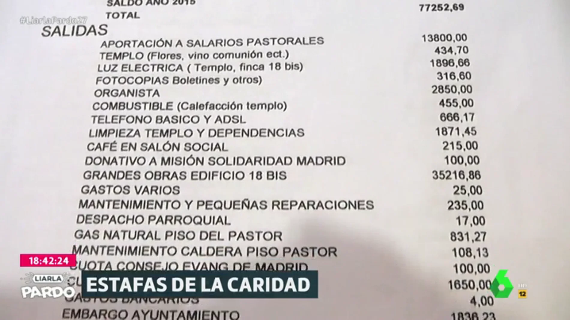 Cuentas de la iglesia anglicana evangelista de Madrid