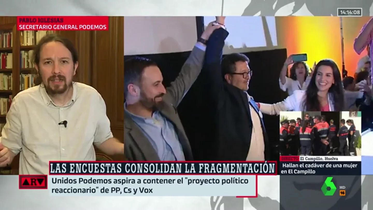 Así define Pablo Iglesias a Santiago Abascal: "Es un tipo que ha vivido de la teta de lo público y de la corrupta de Esperanza Aguirre" Así define Pablo Iglesias a Santiago Abascal: "Es un tipo que ha vivido de la teta de lo público y de la corrupta de Esperanza Aguirre"