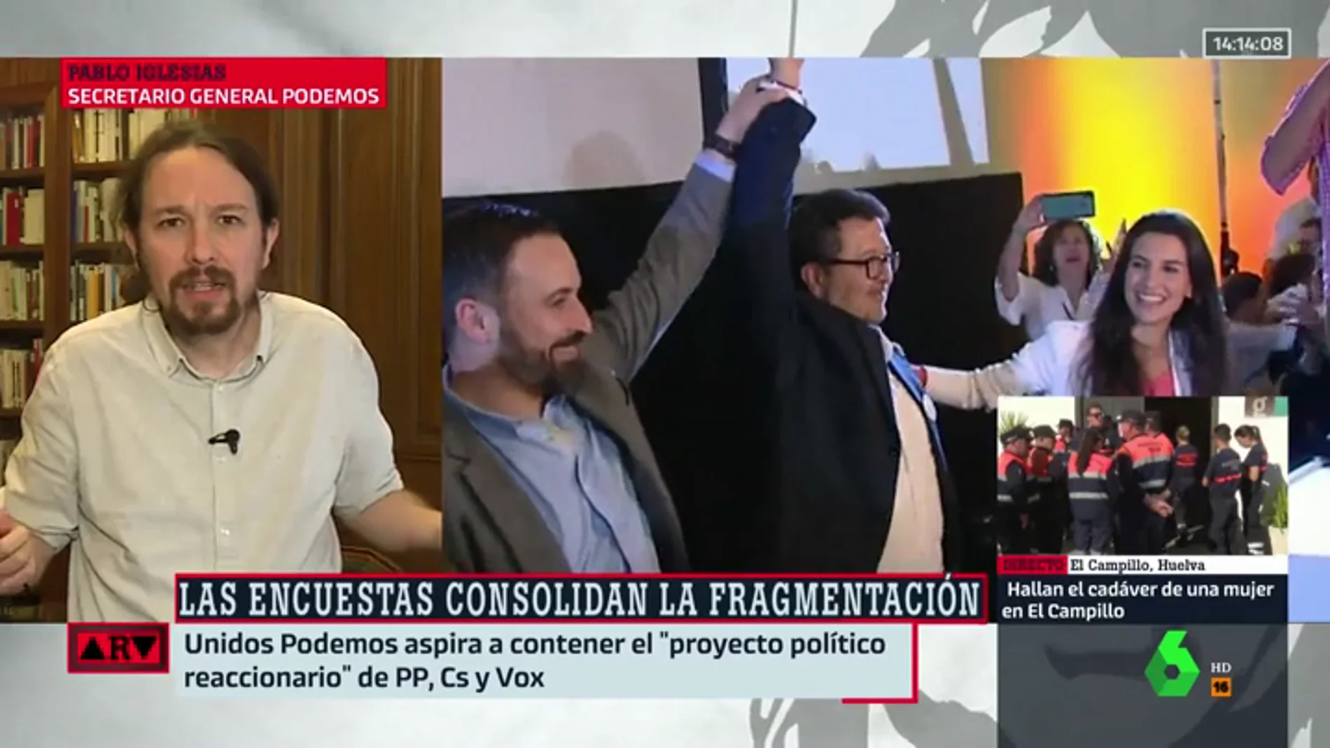 Así define Pablo Iglesias a Santiago Abascal: "Es un tipo que ha vivido de la teta de lo público y de la corrupta de Esperanza Aguirre"