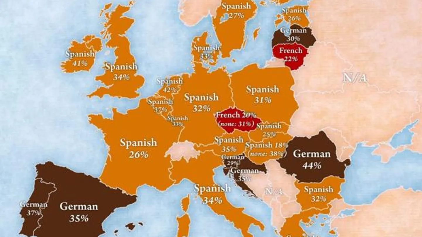 Mapa que muestra el idioma que más le gustaría aprender a los españoles. Mapa que muestra el idioma que más le gustaría aprender a los españoles.