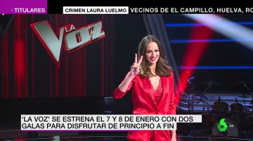 Eva González junto al logo de La Voz