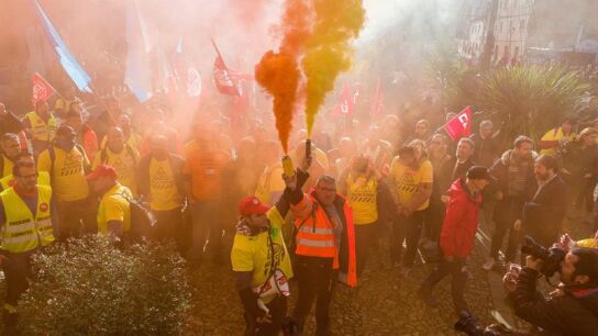  Los trabajadores de Alcoa de Asturias y Galicia, durante la movilizaci&oacute;n
