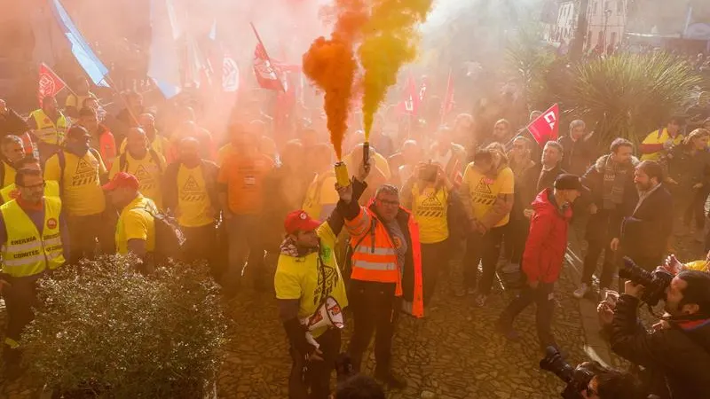  Los trabajadores de Alcoa de Asturias y Galicia, durante la movilización