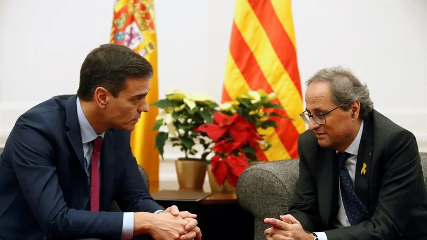 Imagen de archivo de una reunión entre Pedro Sánchez y Quim Torra Imagen de archivo de una reunión entre Pedro Sánchez y Quim Torra