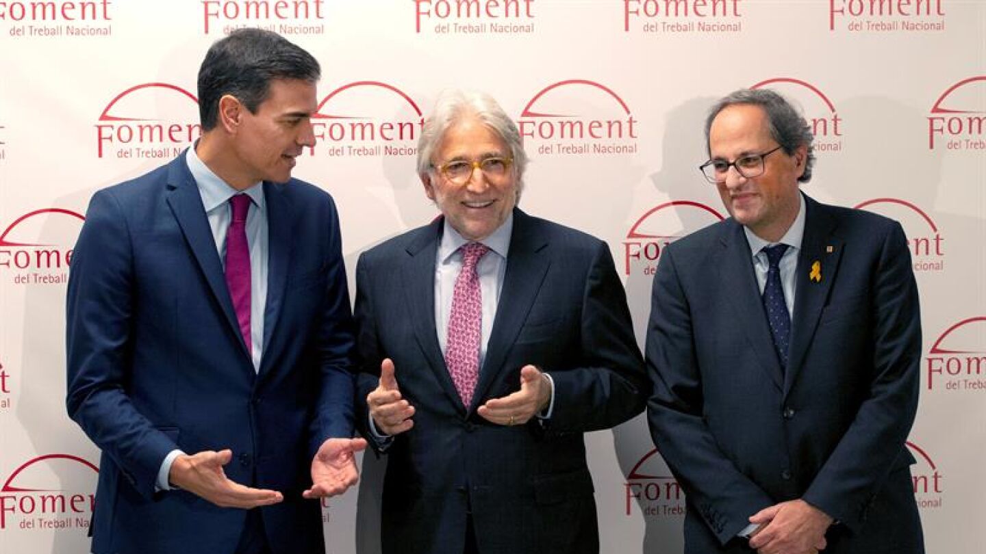 El presidente del Gobierno, Pedro S&aacute;nchez con el presidente de la Generalitat de Catalu&ntilde;a, Quim Torra