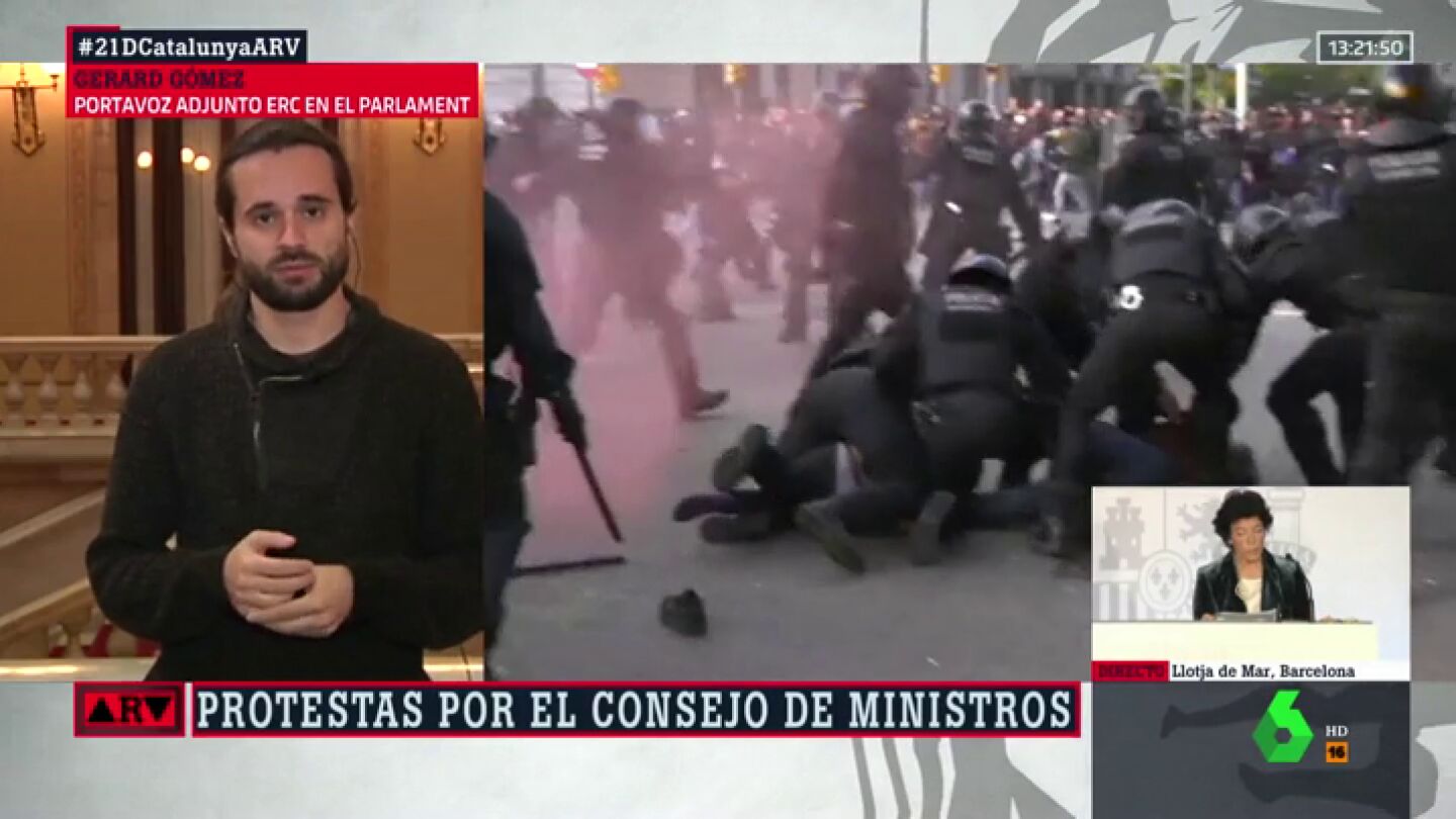 Gerard G&oacute;mez, portavoz de Esquerra Republicana valora los incidentes del 21D