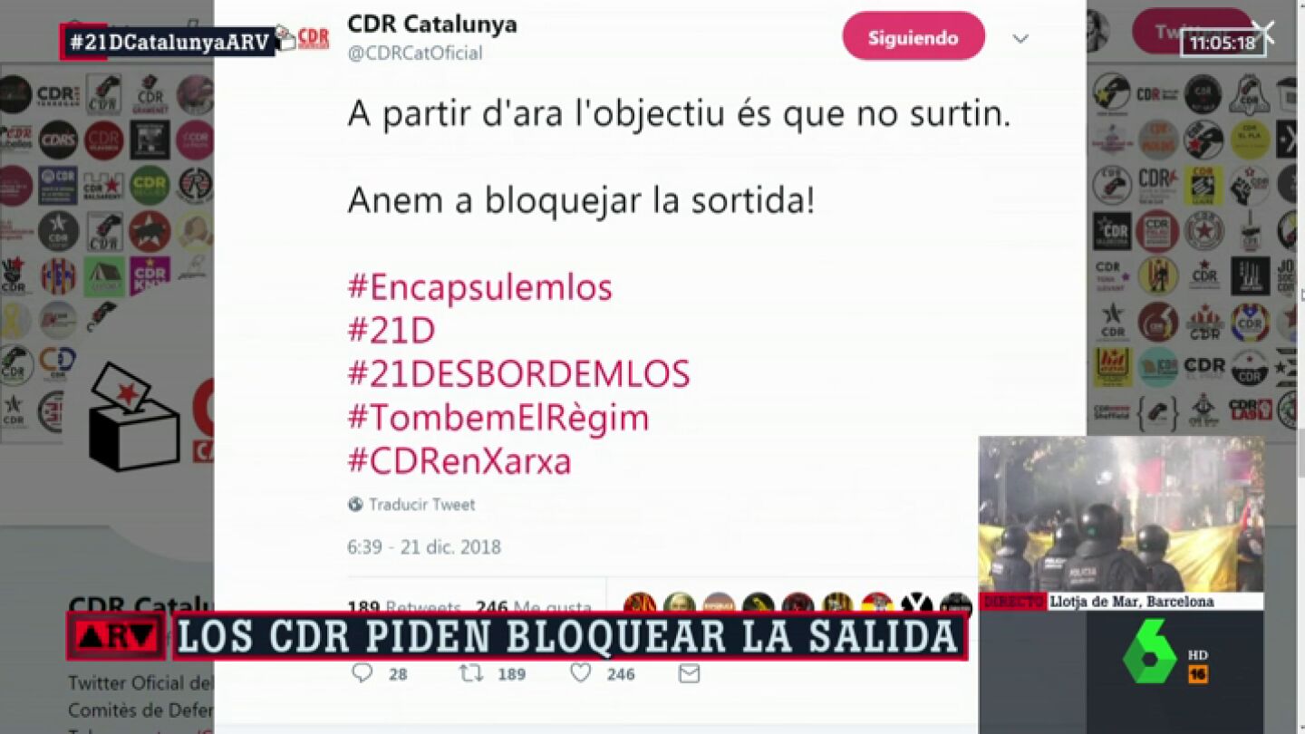 La &uacute;ltima consigna de los CDR: hacen un llamamiento a bloquear la salida del Consejo de Ministros