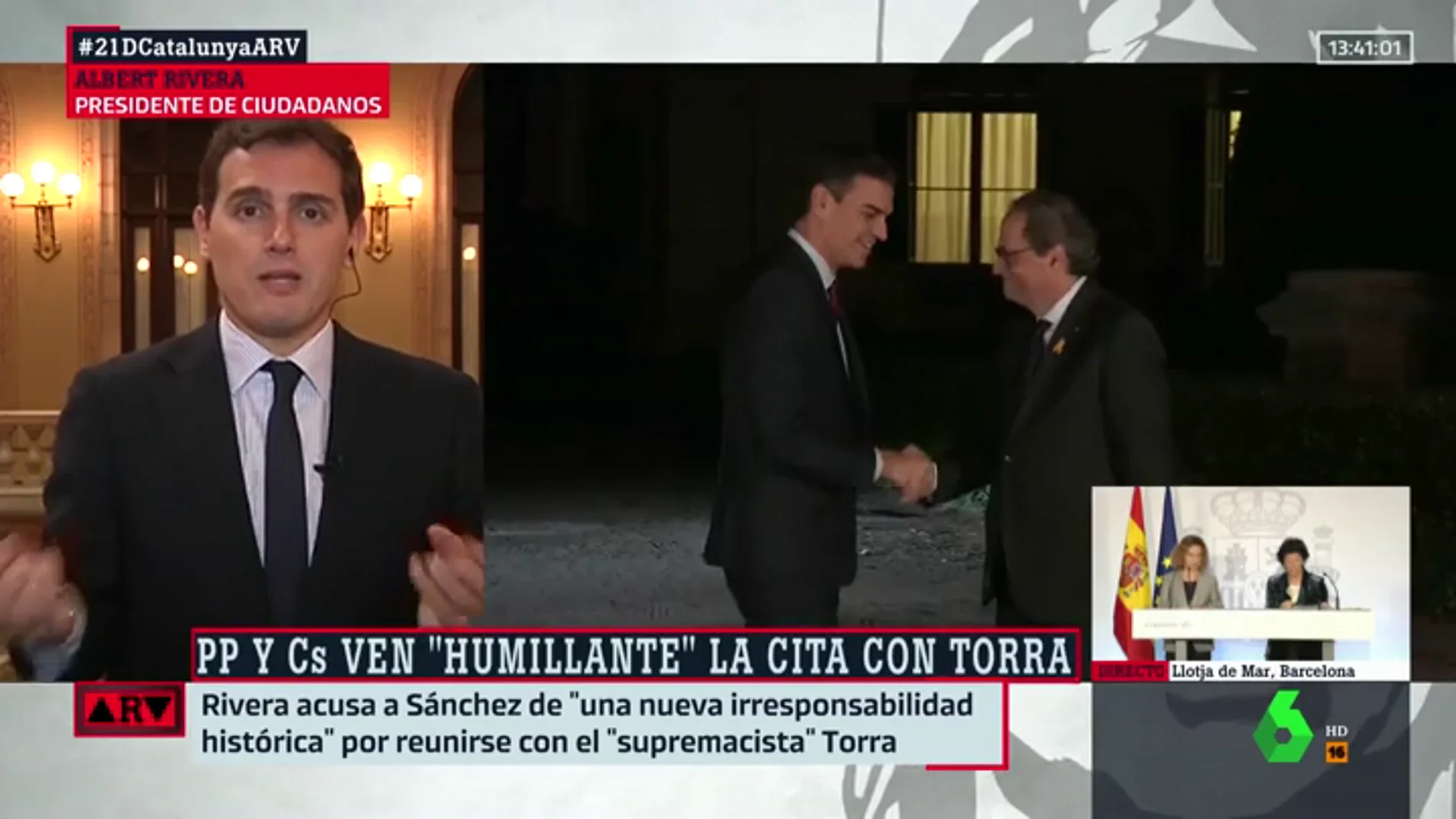 Rivera: "Es inaceptable que el Gobierno de España intente blanquear al separatismo que llama a la violencia"
