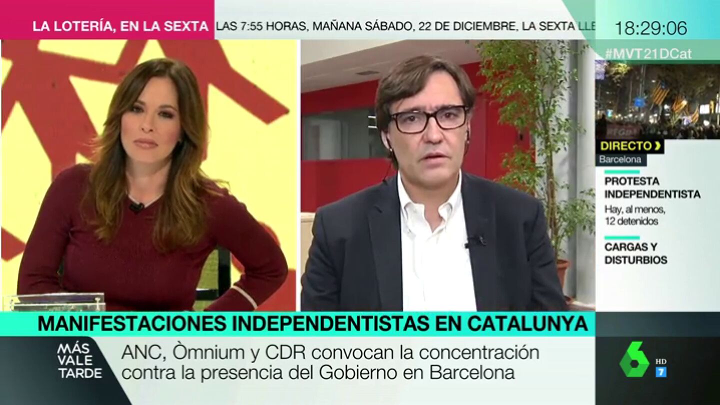 Salvador Illa y Mamen Mendiz&aacute;bal en una entrevista