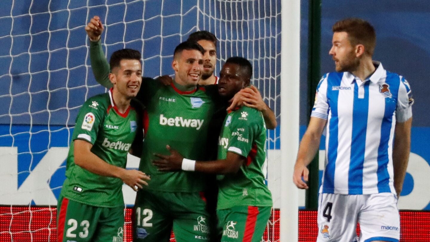 Calleri celebra su gol contra la Real Sociedad