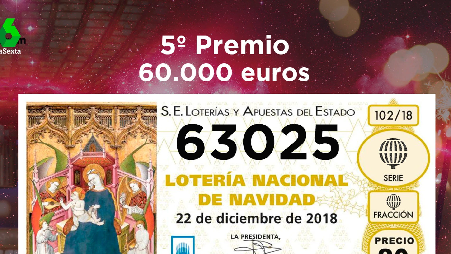Quinto quinto premio de la Lotería de Navidad 2018