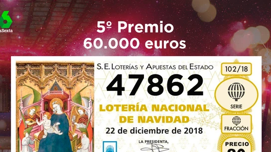 Primer quinto premio de la Lotería de Navidad 2018 Primer quinto premio de la Lotería de Navidad 2018