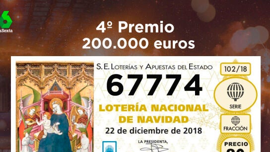Segundo cuarto premio de la Loter&iacute;a de Navidad 2018