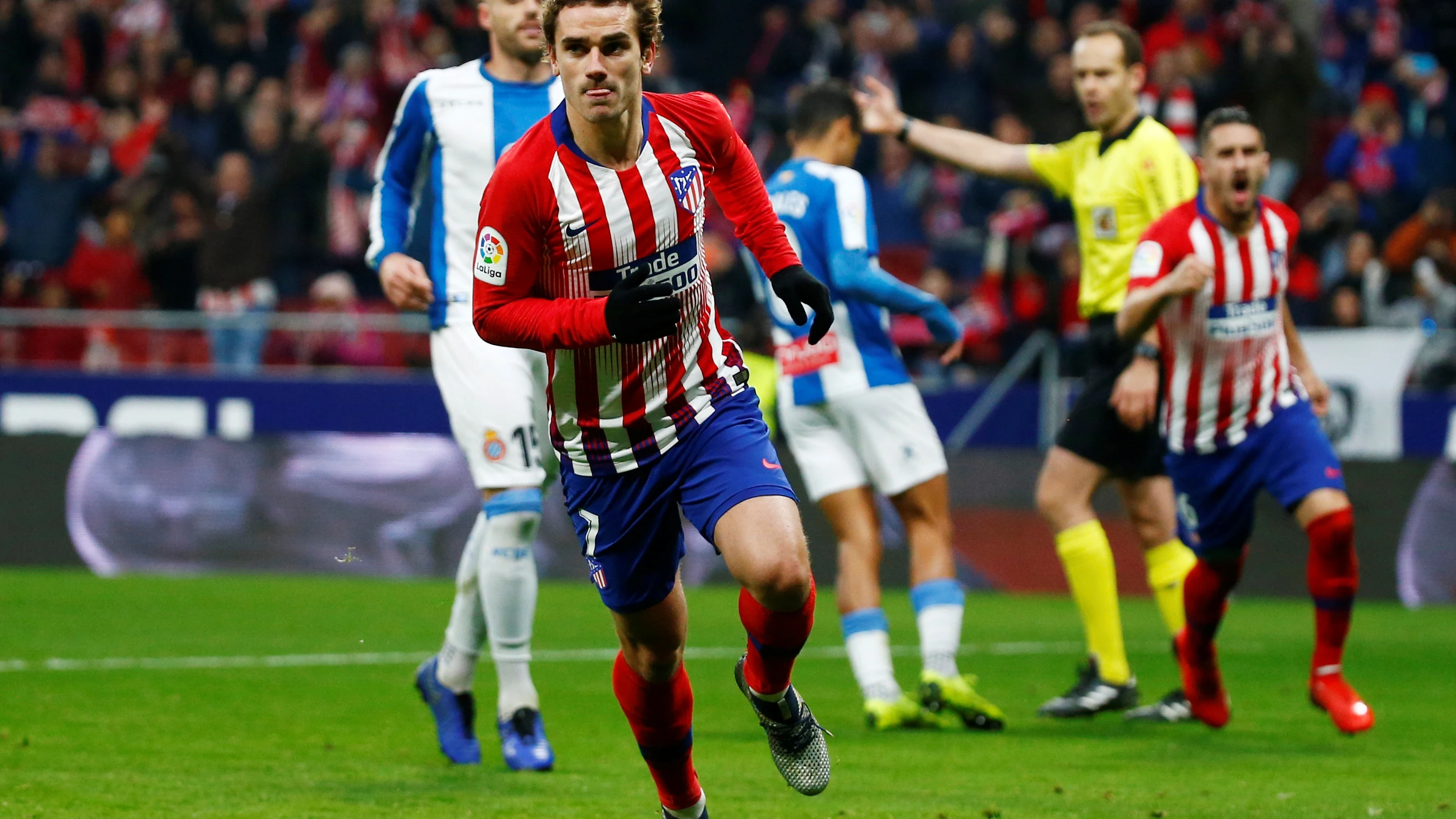 Griezmann celebra su gol contra el Espanyol