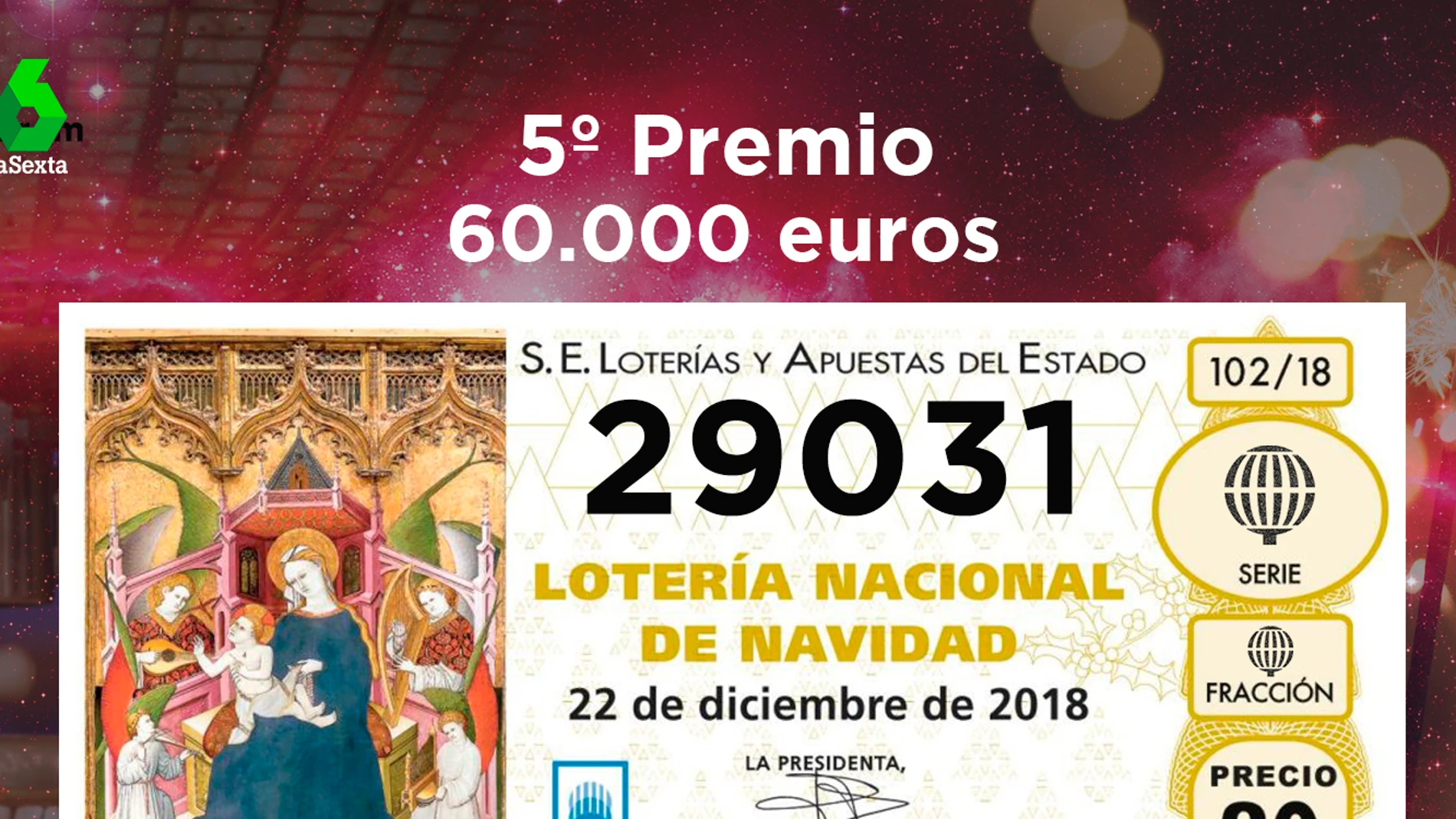 Cuarto quinto premio de la Lotería de Navidad 2018