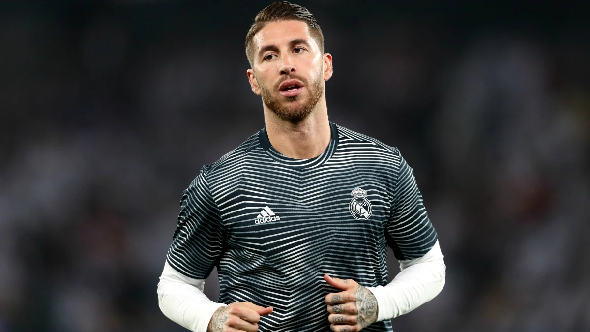 Sergio Ramos, en un calentamiento