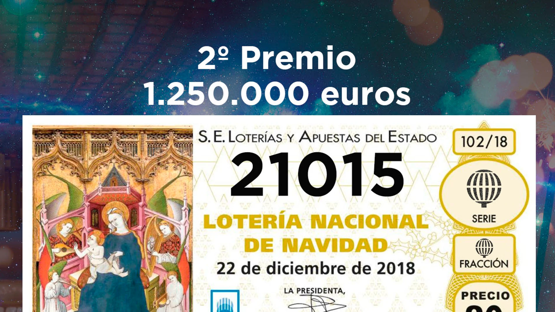 Segundo premio de la Lotería de Navidad 2018