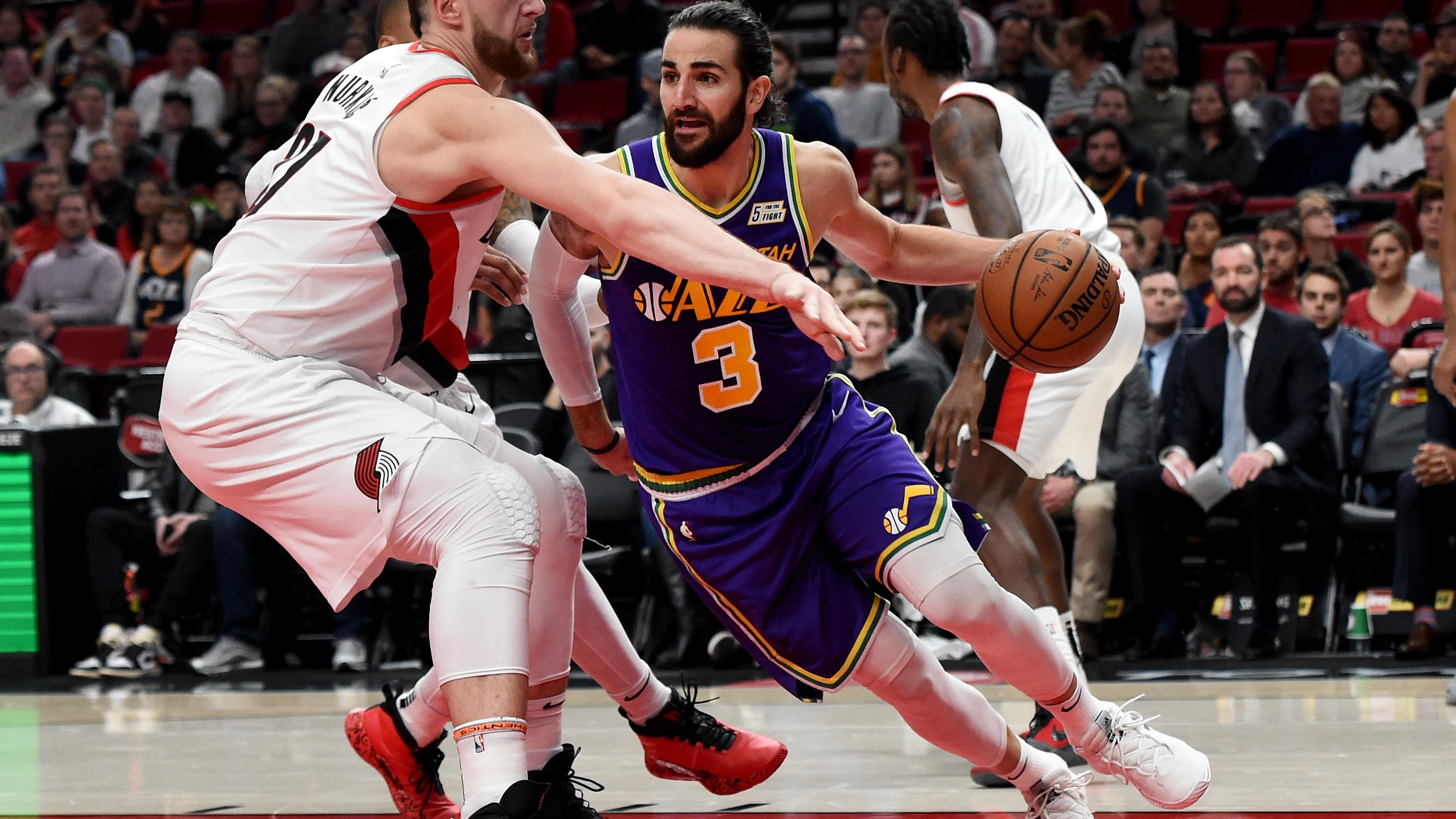 Ricky Rubio, en acción contra los Blazers