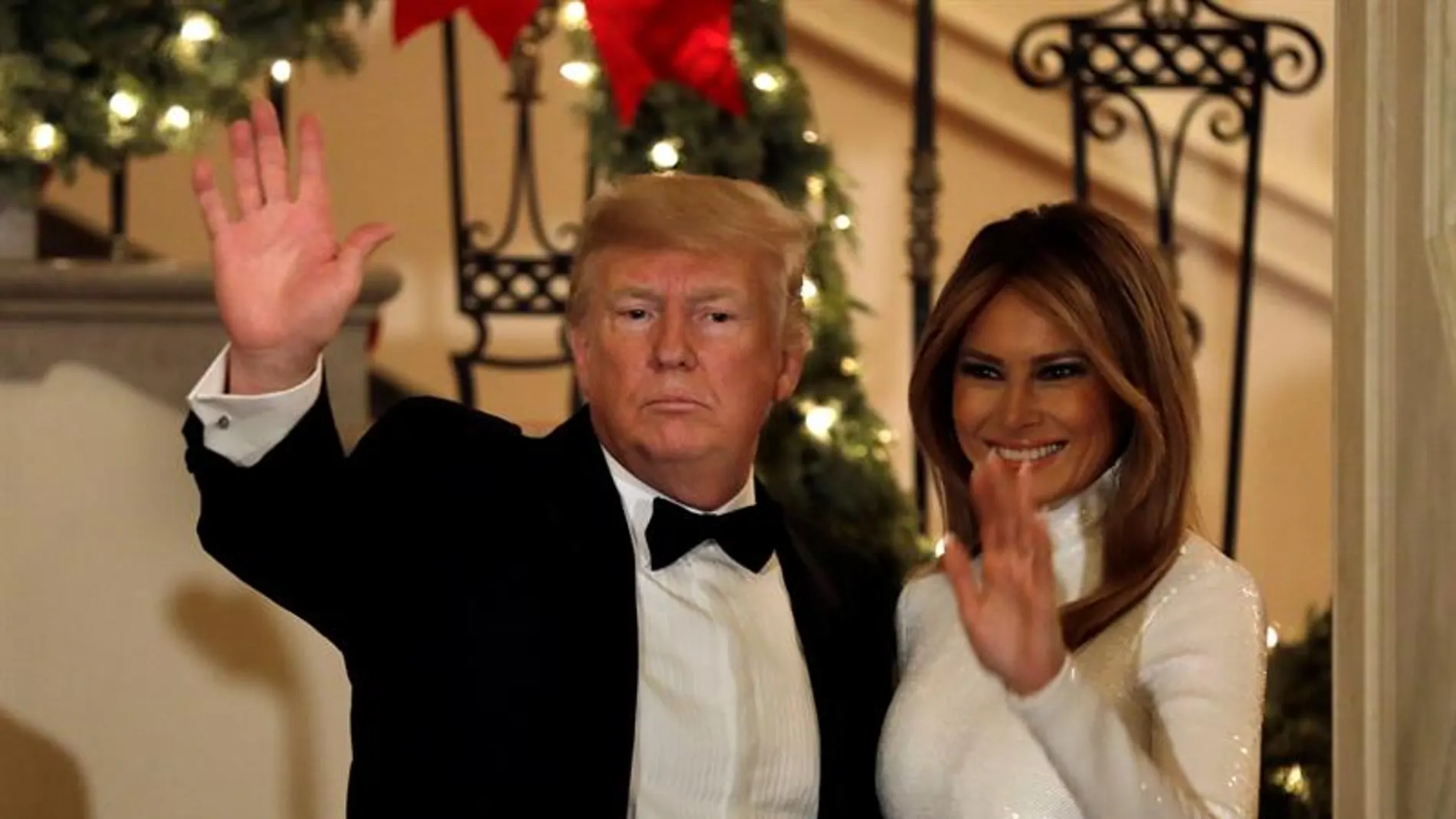 Donald Trump y Melania Trump. en la Casa Blanca. 