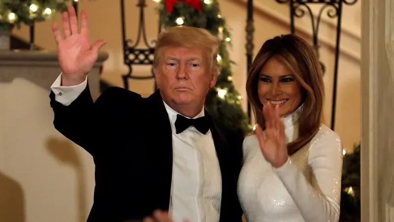 Donald Trump y Melania Trump. en la Casa Blanca. 