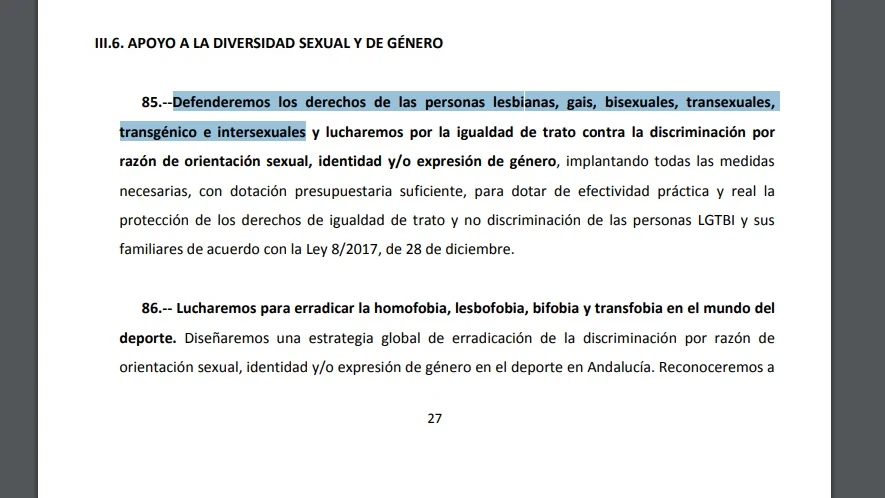 Extracto del acuerdo del PP y Ciudadanos para Andalucía