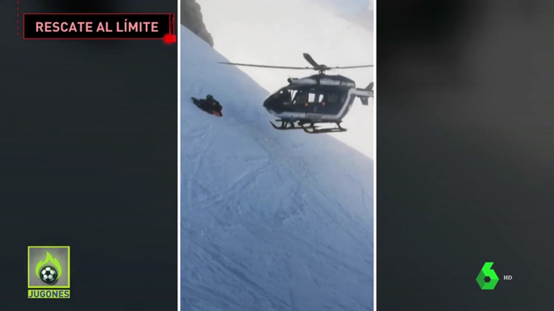 Rescate extremo en helicóptero de un esquiador accidentado en los Alpes