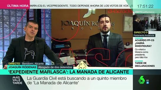 El abogado de dos detenidos de 'La Manada de Alicante': "Su versión es que no recuerdan nada por el alcohol y las drogas" El abogado de dos detenidos de 'La Manada de Alicante': "Su versión es que no recuerdan nada por el alcohol y las drogas"