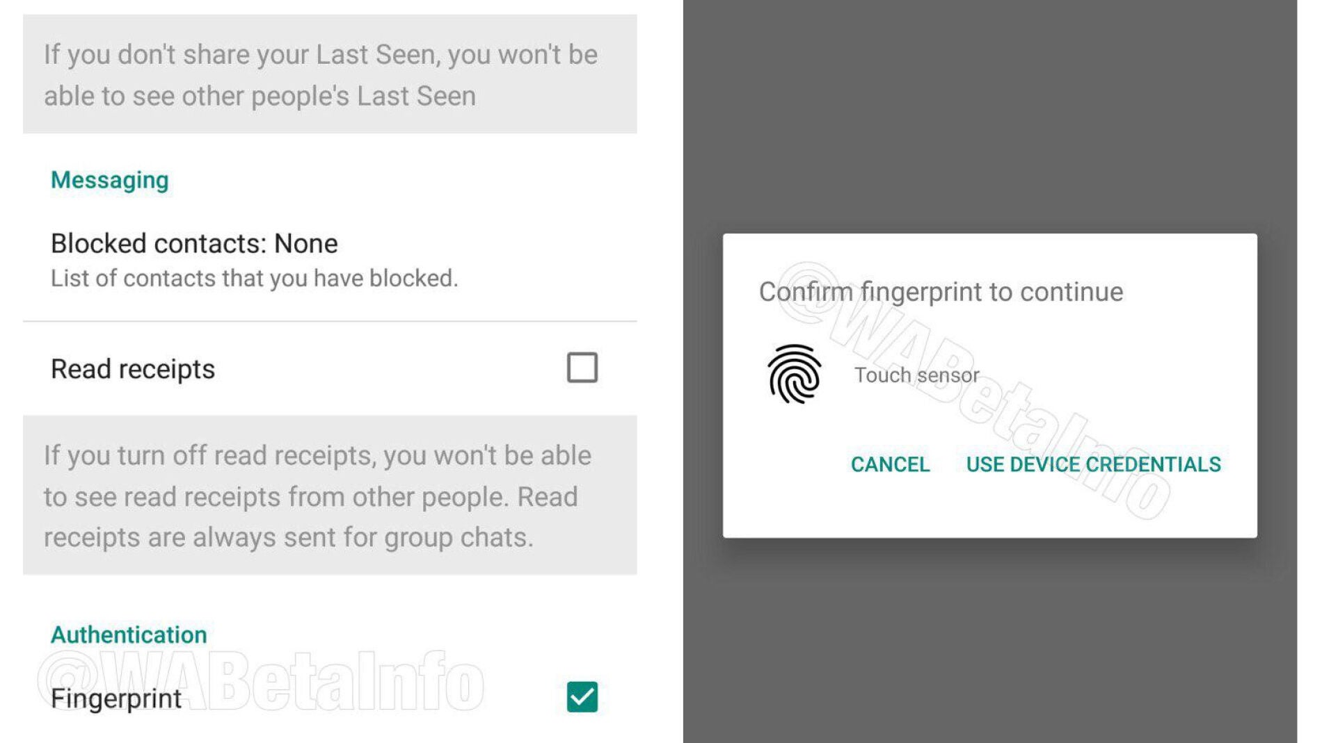 Huella dactilar en WhatsApp