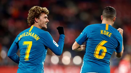 Griezmann celebra su gol en Montilivi Griezmann celebra su gol en Montilivi