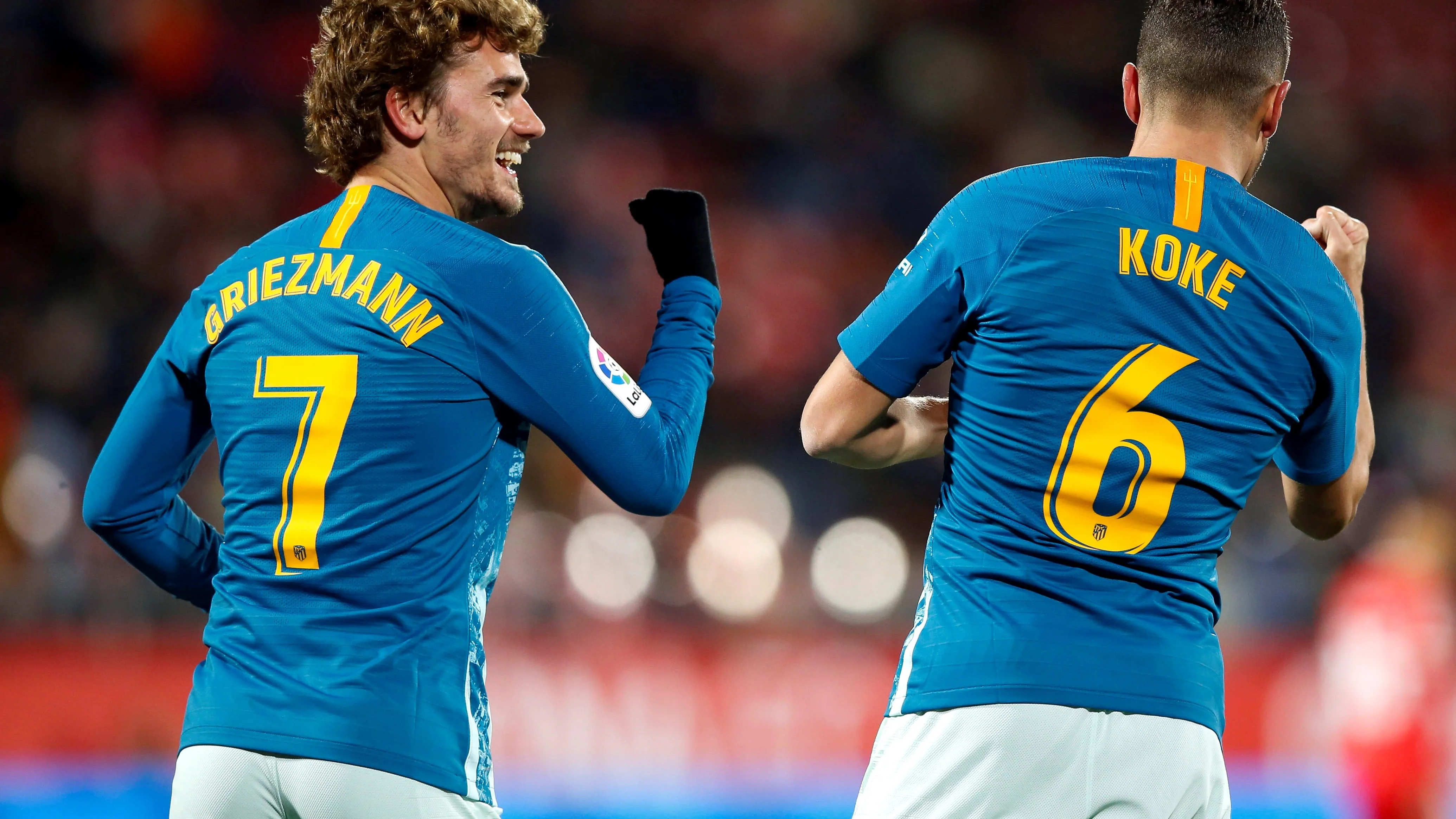 Griezmann celebra su gol en Montilivi