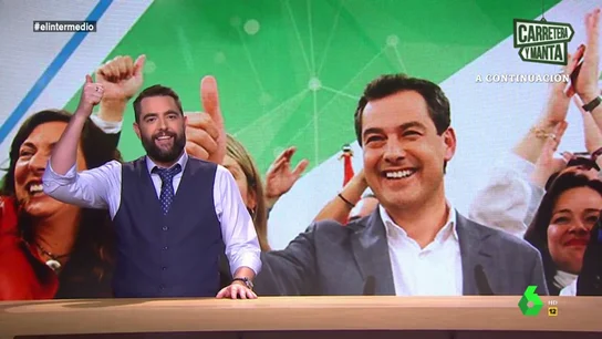 Dani Mateo celebra la reaparición de Juanma Moreno: "Era como los carbohidratos en la dieta de una 'it girl'" Dani Mateo celebra la reaparición de Juanma Moreno: "Era como los carbohidratos en la dieta de una 'it girl'"