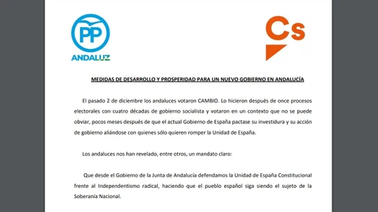 Acuerdo de PP y Ciudadanos en Andalucía Acuerdo de PP y Ciudadanos en Andalucía