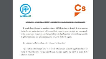 Acuerdo de PP y Ciudadanos en Andalucía