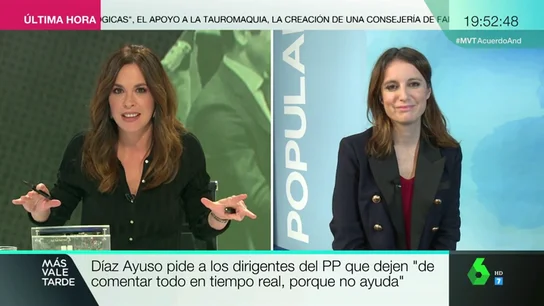 Andrea Levy, sobre las exigencias de Vox en Andalucía: "El PP no se ha movido de sus posiciones" Andrea Levy, sobre las exigencias de Vox en Andalucía: "El PP no se ha movido de sus posiciones"