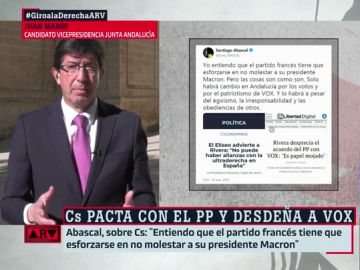 Juan Marín responde a las acusaciones de Abascal: "No sé si él le dará explicaciones a Le Pen, pero yo sólo se las doy a Albert Rivera" Juan Marín responde a las acusaciones de Abascal: "No sé si él le dará explicaciones a Le Pen, pero yo sólo se las doy a Albert Rivera"