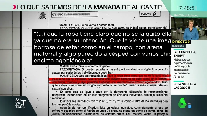 "Le viene una imagen borrosa de varios chicos encima de ella agobiándola": el relato de la víctima de 'La Manada de Callosa'