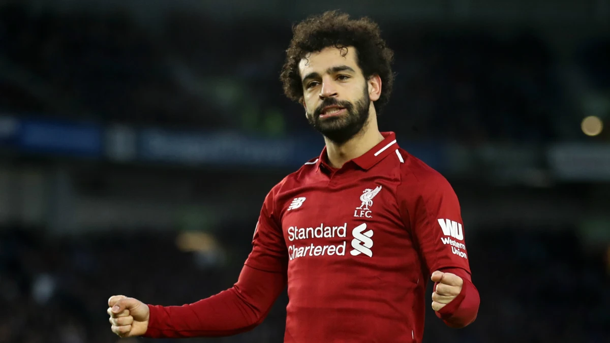 Salah celebra un gol con el Liverpool