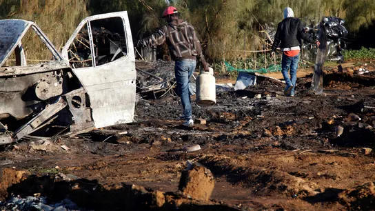 Imagen del estado en que ha quedado el asentamiento de inmigrantes de Lepe. Imagen del estado en que ha quedado el asentamiento de inmigrantes de Lepe.
